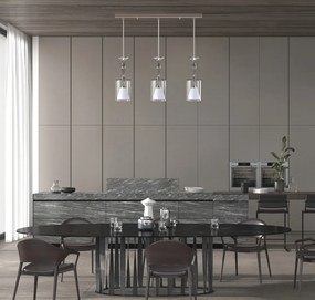 Lustra cu 3 pendule moderna design LUX ANOMALY 02-CH, nickel