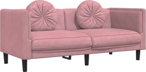 vidaXL Canapea cu perne, 2 locuri, roz, catifea