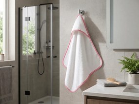 Prosop pentru copii cu gluga BABY 75x75 cm, alb/roz