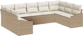 vidaXL Set de canapele pentru grădină 9 pcs Bej și crem poliratan