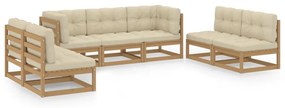 3076472 vidaXL Set mobilier de grădină cu perne, 7 piese, lemn masiv de pin