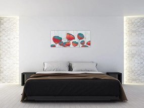 Tablou - Maci de câmp - petrol (120x50 cm)