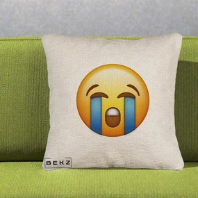 Perna Decorativa Emoji Plange, 40x40 cm, Bej Canapea, Husa Detasabila, Perna Inclusa, BEKZ®