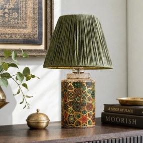 Veioză verde cu abajur din sfoară din hârtie (înălțime 38 cm) Alev – Opviq lights