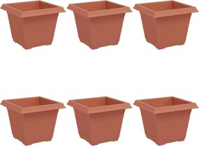 vidaXL Vază pătrată pentru flori 6 pcs Roșu cărămidă 20 x 20 x 16 cm