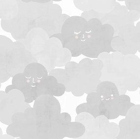 Tapet pentru copii, Happy Clouds, Graphite, Rebel Walls, 5 mp / rola