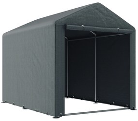Outsunny Garaj pentru Motociclete, Bicilete sau Unelte de Exterior cu Intrare cu Fermoar, 160x218x172 cm, Gri Închis | Aosom Romania