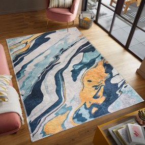 Covor tip traversă galben-albastru lavabil 80x200 cm Colors of Joy – Vitaus