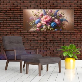 Tablou - Masă plină de flori (120x50 cm)