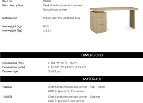 Birou elegant design LUX Sarah