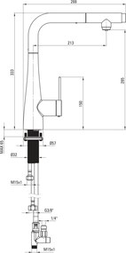 Eridan Baterie pentru bucătărie, cu kit de filtrare a apei, cu pipă extractibilă BREFC75M