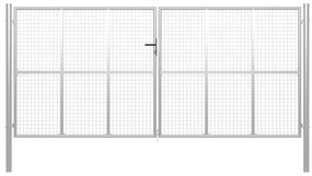 vidaXL Poartă de grădină din oțel galvanizat, 400x175 cm, argintiu
