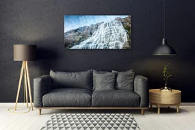 Tablou pe sticla Watterfall Natura Albastru Gri