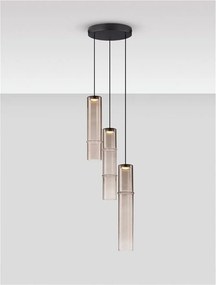 Lustra moderna cu 3 pendule LED, Metal, Sticla, Moca, SANO