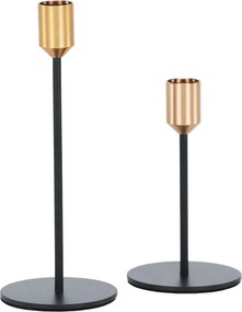 Set două sfeşnice, negru/auriu, ARLOB