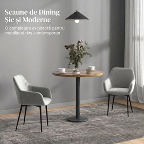 HOMCOM Set 2 Scaune de Dining Tapițate cu Brațe și Picioare din Oțel pentru Sufragerie, 54x57x80 cm, Gri Închis | Aosom Romania