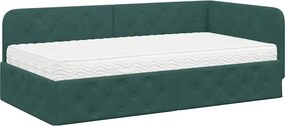 vidaXL Cadru de pat colțar Verde închis 90 x 200 cm Catifea