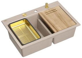 Statie de lucru incastrata Quadron Unique Marc 120 bej - auriu 76x50 cm