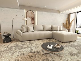 Colțar extensibil dumonde cu ladă de depozitare si sezut confortabil din spuma high-density, Berlin XL Enjoy Beige 350x185 cm II