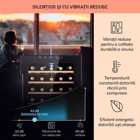 Klarstein Barossa 32 Uno, frigider pentru vin, 1 zonă, 95 litri/ 36 de sticle, ecran tactil