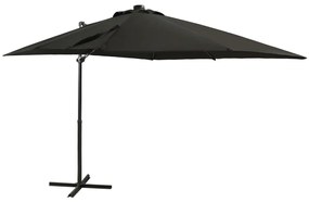 Umbrela suspendata cu stalp si LED-uri, negru, 250 cm Negru, 250 cm