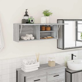 vidaXL Dulap perete baie, gri sonoma, 80x25x30cm, lemn prelucrat
