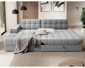 Colțar gri extensibil cu tapițerie din catifea (cu colț pe partea stângă/cu șezlong) Blezalt – ELTAP