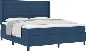 vidaXL Pat cu arcuri cu saltea albastru 200 x 180 cm țesătură