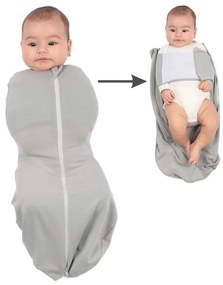 Sistem de infasat cu fermoar dublu Kidizi SnugPod UP Grey M, pentru bebelusi cu greutate de 3.8-7 kg, 0.5 tog