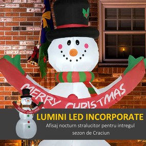 HOMCOM Om de zapada gonflabil de 243 cm cu 3 lumini LED interne si banner, impermeabil IP44 | AOSOM RO
