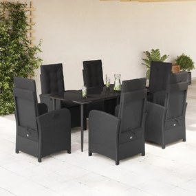 3212316 vidaXL Set mobilier de grădină cu perne, 7 piese, negru, poliratan