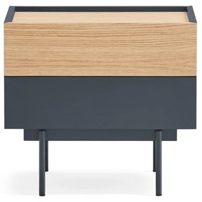 Noptieră gri antracit-natural cu aspect de lemn de stejar Otto – Teulat