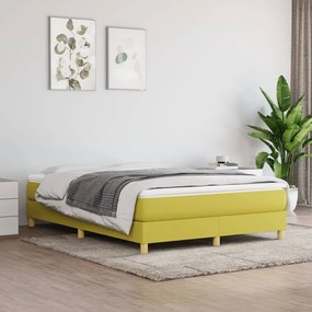 Cadru de pat box spring, verde, 140x190 cm, textil Verde, 25 cm, 140 x 190 cm