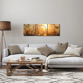 Tablou cu răsărit de soare (cu ceas) (90x30 cm)