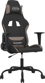 vidaXL Scaun de gaming cu masaj, negru și taupe, material textil