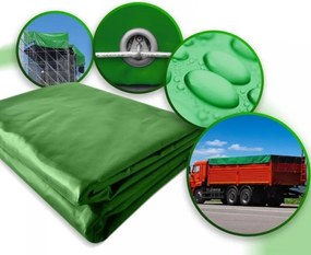 Prelată JAGO 650 g / m2, ochiuri din aluminiu, verzi, 4x8 m