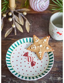 Farfurie albă pentru desert din gresie ø 16 cm cu model de Crăciun Yule – Bloomingville