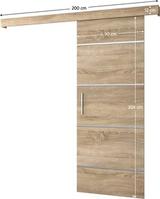 Uşă glisantă, stejar sonoma/ stejar sonoma/ argintiu, SALDOR 90 4