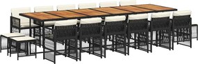 vidaXL Set mobilier de grădină cu perne, 17 piese, negru, poliratan