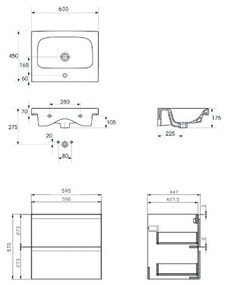 Set B346 mobilier cu lavoar Cersanit, Moduo 50 cm, gri