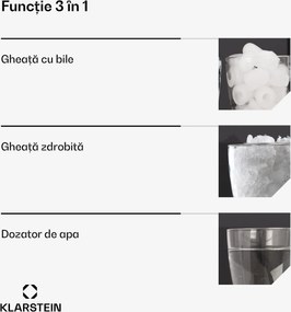 Klarstein ArcticBlend 3in1 Ice Maker, 20 kg/24h, Bullet Ice, Gheață zdrobită, Dispenser de apă