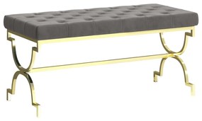 289050 vidaXL Bancă, gri, 99 cm, catifea și oțel inoxidabil