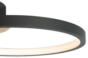 Plafonieră modernă neagră cu lemn, incl. LED cu 3 trepte de intensitate luminoasă - Alec