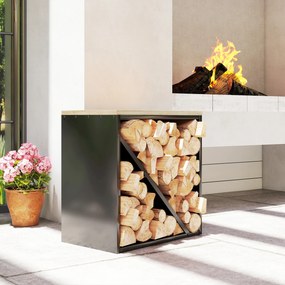 Outsunny Suport pentru Lemne de Interior 2 în 1, Suport Înălțat cu Separator, pentru Șemineu, 58 x 36 x 60 Cm, Negru | Aosom Romania
