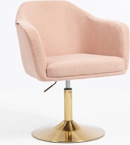 HR832N Scaun Catifea Reiată Premium culoare Roz prăfuit Litchi cu Bază Aurie