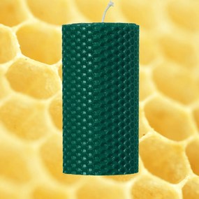Lumanare Marturie  din Ceara de Albine naturala tip fagure colorat - Verde inchis 6,5 cm, 10 cm, Verde inchis