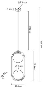 Lustra design miminalist, Metal auriu, Glob Sticla, AURELIA Double