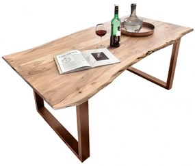 Masa dreptunghiulara cu blat din lemn de salcam Tables &amp; Benches 200 x 100 x 76 cm maro