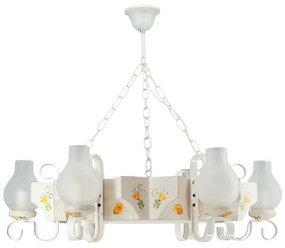 Brilagi - Candelabru suspendat cu lanț QUEEN 6xE14/40W/230V fag/crem