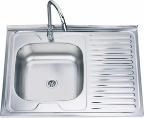 Chiuveta inox Inter Ceramic Alpaca cu o cuva si picurator dreapta finisaj inox lucios 80x60 cm